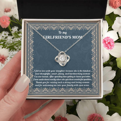 To My Girlfriend's Mother Thank You for Raising a Wonderful Woman Love Knot Pendant Necklace - Mallard Moon Gift Shop