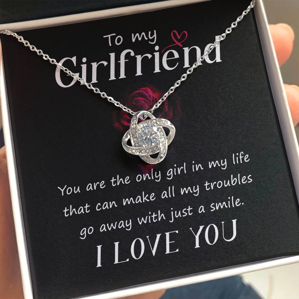 To my Girlfriend You Are the Only Girl Valentine Love Knot Necklace - Mallard Moon Gift Shop