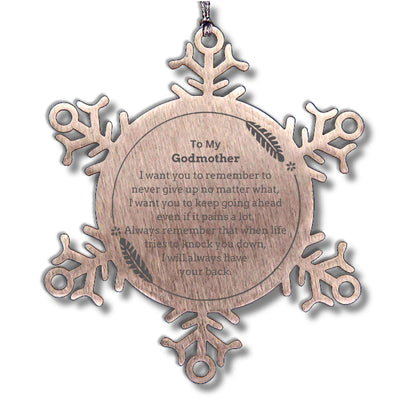 To My Godmother Gifts, Never give up no matter what, Inspirational Godmother Snowflake Ornament, Encouragement Birthday Christmas Unique Gifts For Godmother - Mallard Moon Gift Shop