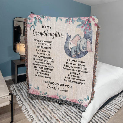 To My Granddaughter You are Braver than you Believe and Loved More Than You Know Heirloom Woven Blanket - Mallard Moon Gift Shop