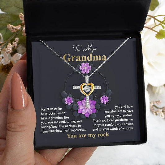 To My Grandma I am Lucky to Have You Cross Pendant Necklace - Mallard Moon Gift Shop