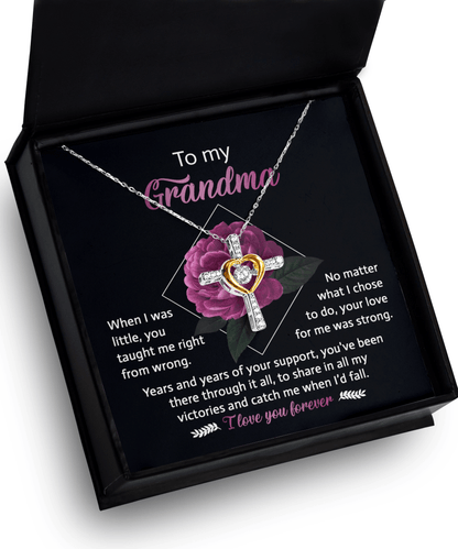 To My Grandma Your Love for Me is Strong Cross Pendant Necklace - Mallard Moon Gift Shop