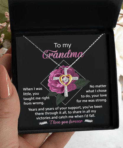 To My Grandma Your Love for Me is Strong Cross Pendant Necklace - Mallard Moon Gift Shop