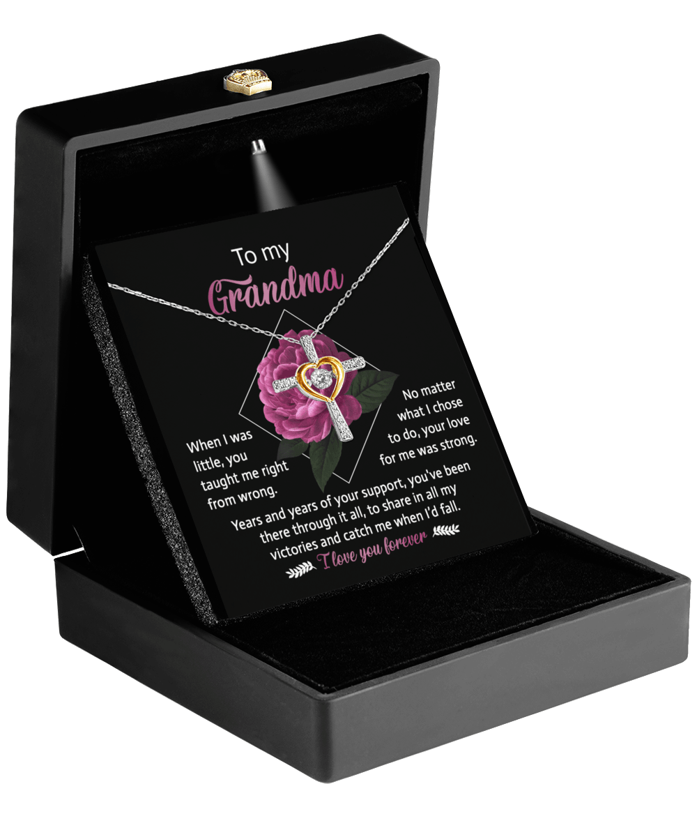 To My Grandma Your Love for Me is Strong Cross Pendant Necklace - Mallard Moon Gift Shop