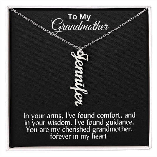 To My Grandmother Forever in my Heart Personalized Vertical Name Necklace - Mallard Moon Gift Shop