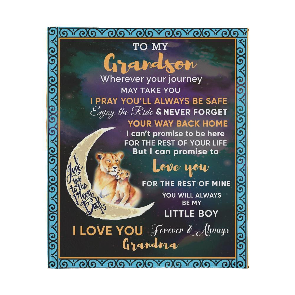 To My Grandson I Promise to Love You Custom Jersey Fleece Blanket - Mallard Moon Gift Shop