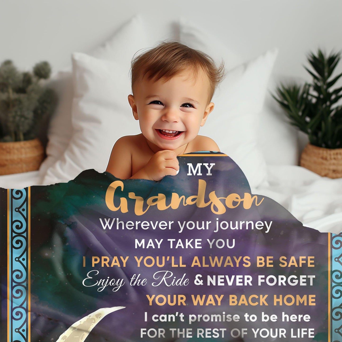 To My Grandson I Promise to Love You Custom Jersey Fleece Blanket - Mallard Moon Gift Shop