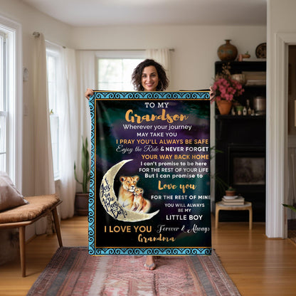 To My Grandson I Promise to Love You Custom Jersey Fleece Blanket - Mallard Moon Gift Shop