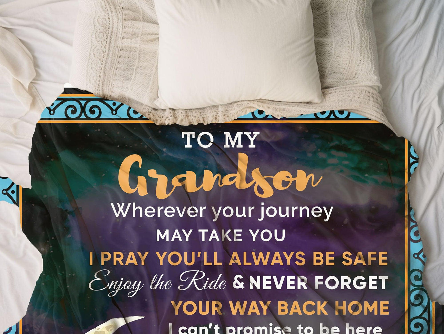 To My Grandson I Promise to Love You Custom Jersey Fleece Blanket - Mallard Moon Gift Shop