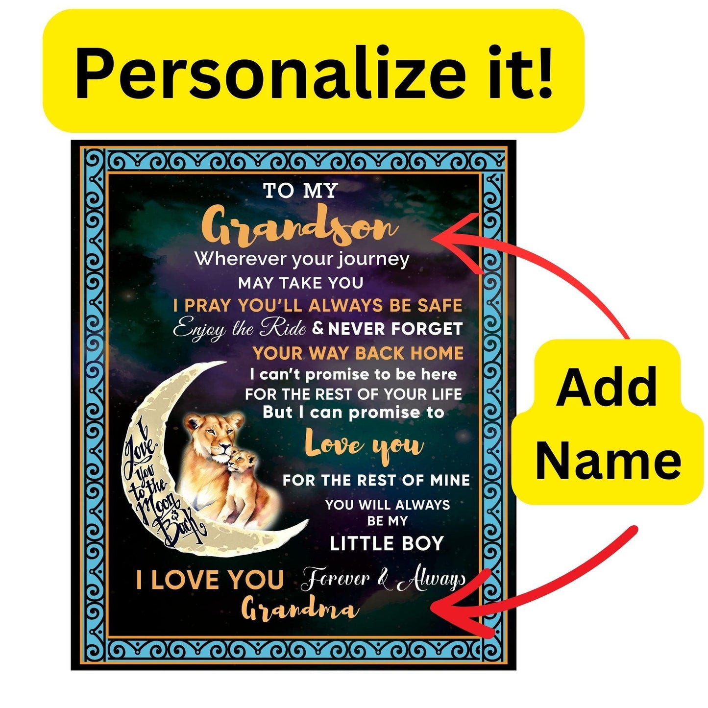 To My Grandson I Promise to Love You Custom Jersey Fleece Blanket - Mallard Moon Gift Shop