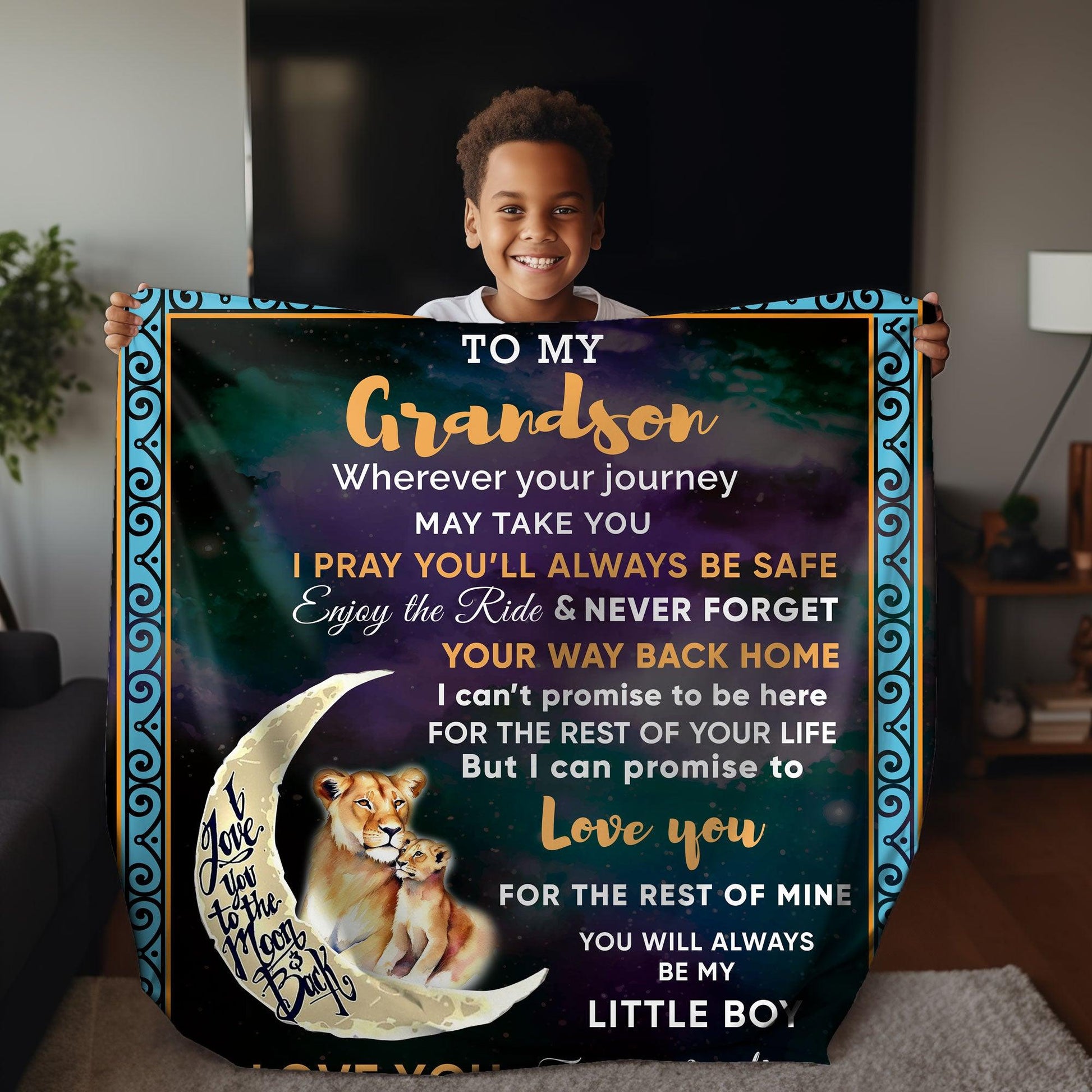 To My Grandson I Promise to Love You Custom Jersey Fleece Blanket - Mallard Moon Gift Shop