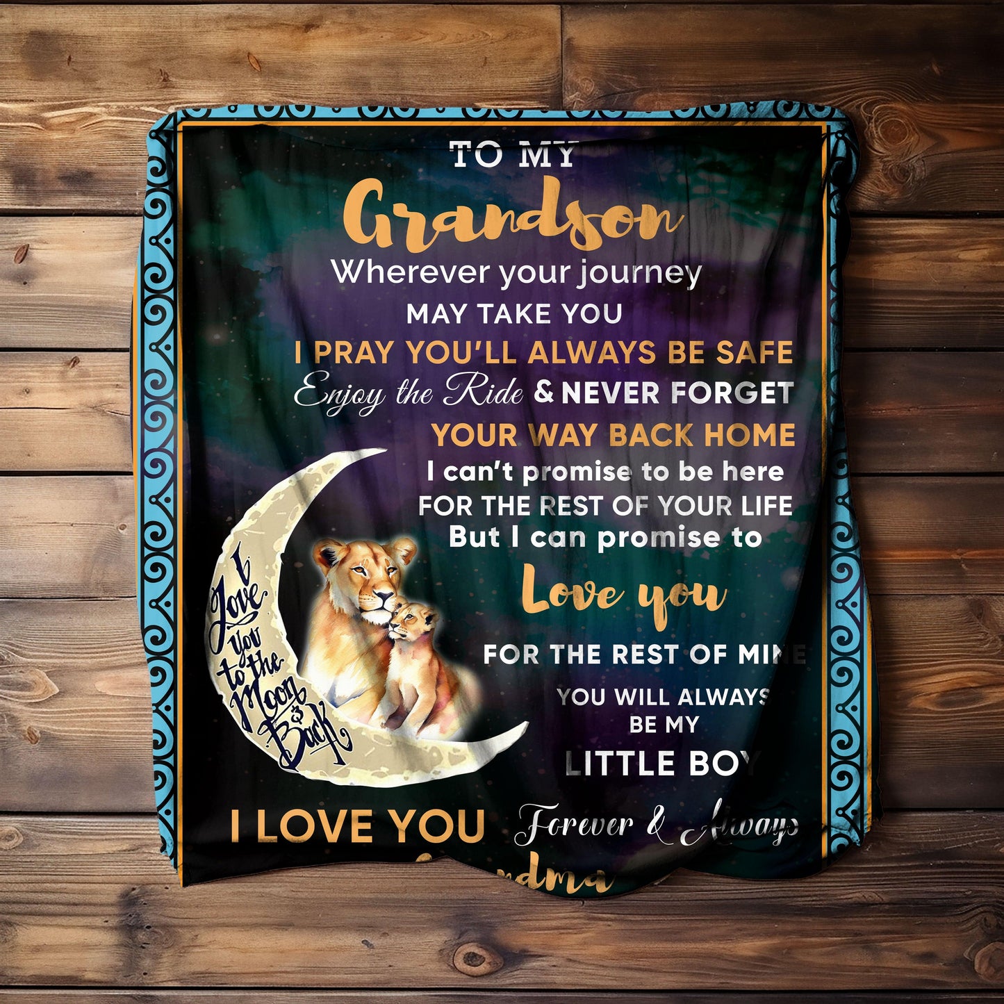 To My Grandson I Promise to Love You Custom Jersey Fleece Blanket - Mallard Moon Gift Shop