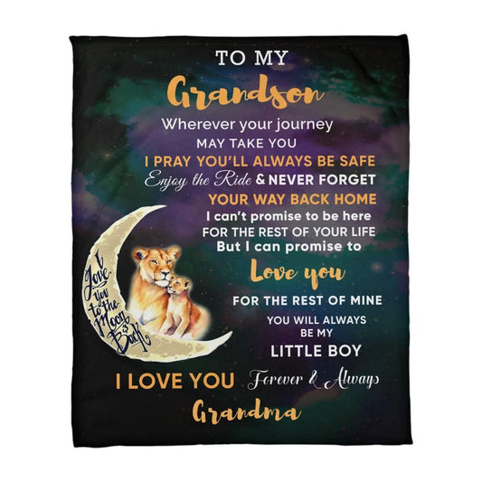 To My Grandson I Promise to Love You Custom Plush Coral Fleece Blanket - Mallard Moon Gift Shop
