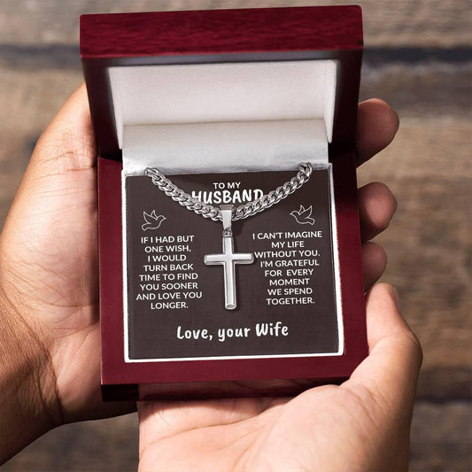 To My Husband I Can't Imagine My Life Without You Personalized Cross Necklace - Mallard Moon Gift Shop