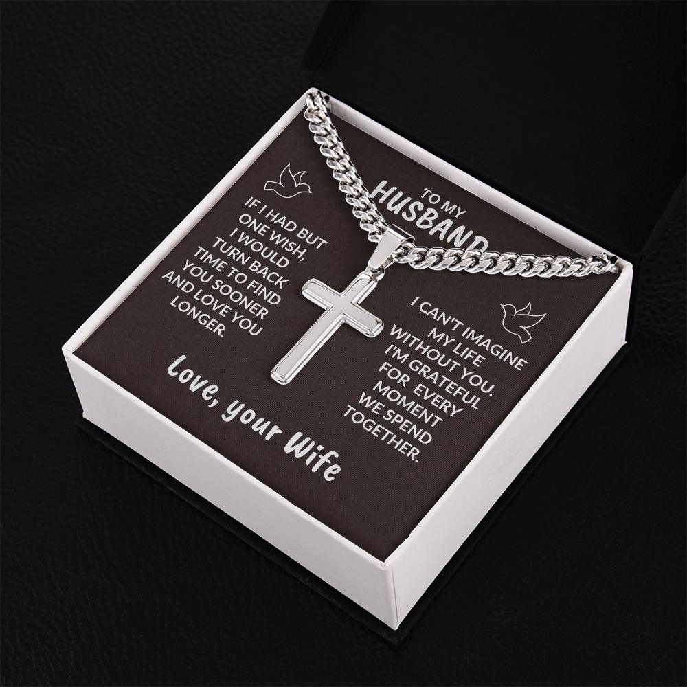 To My Husband I Can't Imagine My Life Without You Personalized Cross Necklace - Mallard Moon Gift Shop