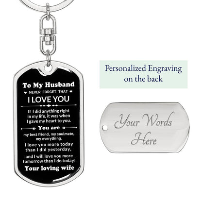To My Husband You Are My Best Friend, My Soulmate, My Everything Engraved Keychain Anniversary Birthday Valentine Gift - Mallard Moon Gift Shop