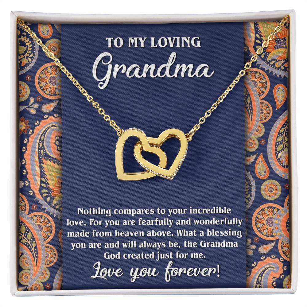 To My Loving Grandma You are a Blessing Interlocking Hearts Pendant Necklace - Mallard Moon Gift Shop