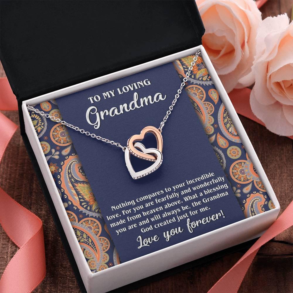 To My Loving Grandma You are a Blessing Interlocking Hearts Pendant Necklace - Mallard Moon Gift Shop