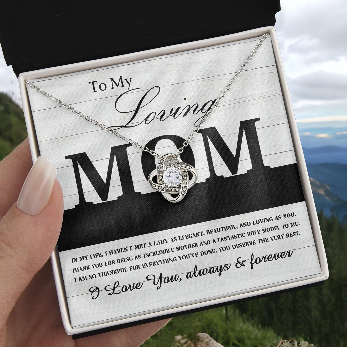 To My Loving Mom My Incredible Mother and Role Model Love Knot Necklace