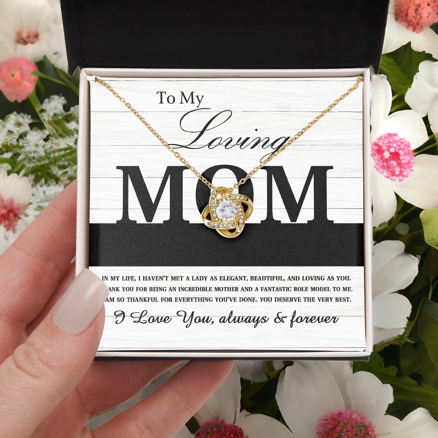 To My Loving Mom My Incredible Mother and Role Model Love Knot Necklace