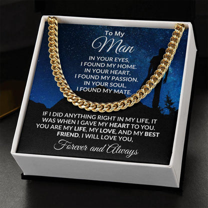 To My Man I Gave My Heart to You Gift for Soulmate Cuban Chain Link Necklace - Mallard Moon Gift Shop