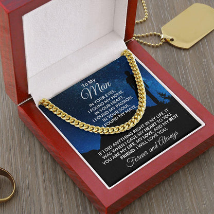 To My Man I Gave My Heart to You Gift for Soulmate Cuban Chain Link Necklace - Mallard Moon Gift Shop