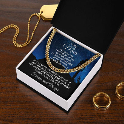 To My Man I Gave My Heart to You Gift for Soulmate Cuban Chain Link Necklace - Mallard Moon Gift Shop