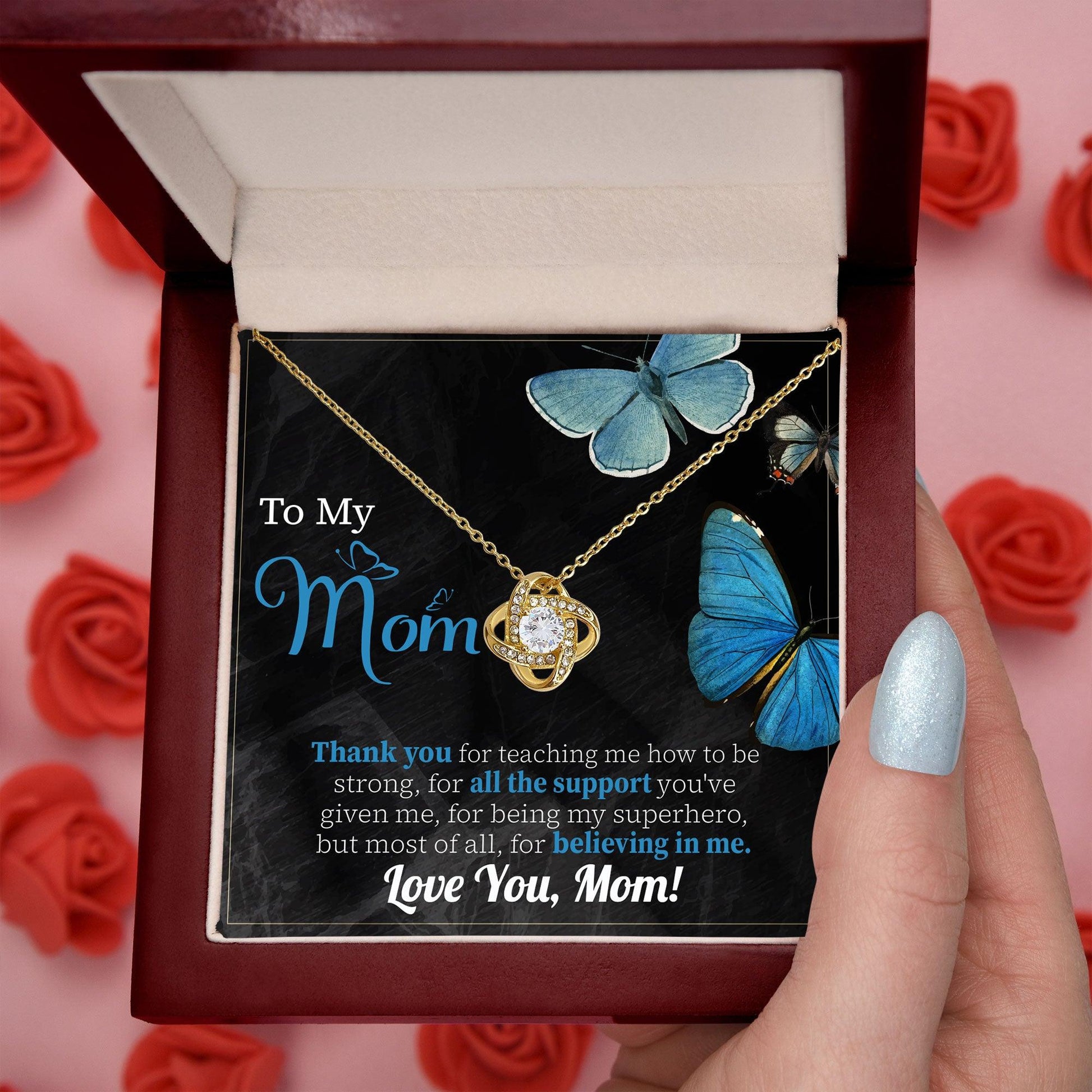 To My Mom Thank you for Believing In Me - Love Knot Necklace - Mallard Moon Gift Shop