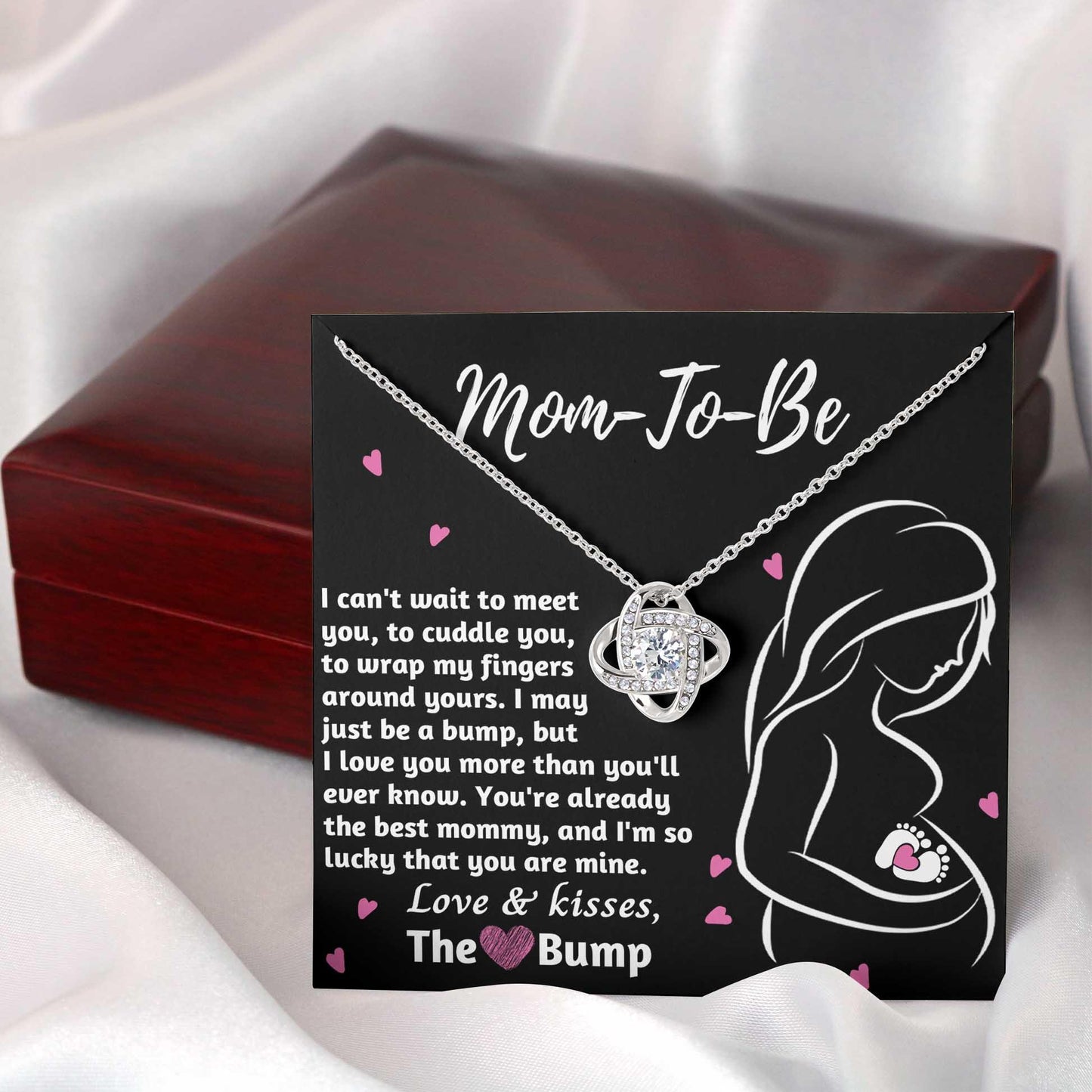 To My Mom to Be I Can't Wait to Meet You - Love Knot Necklace - Mallard Moon Gift Shop