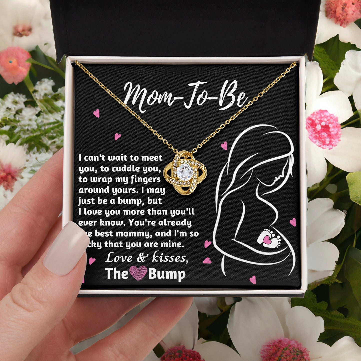 To My Mom to Be I Can't Wait to Meet You - Love Knot Necklace - Mallard Moon Gift Shop