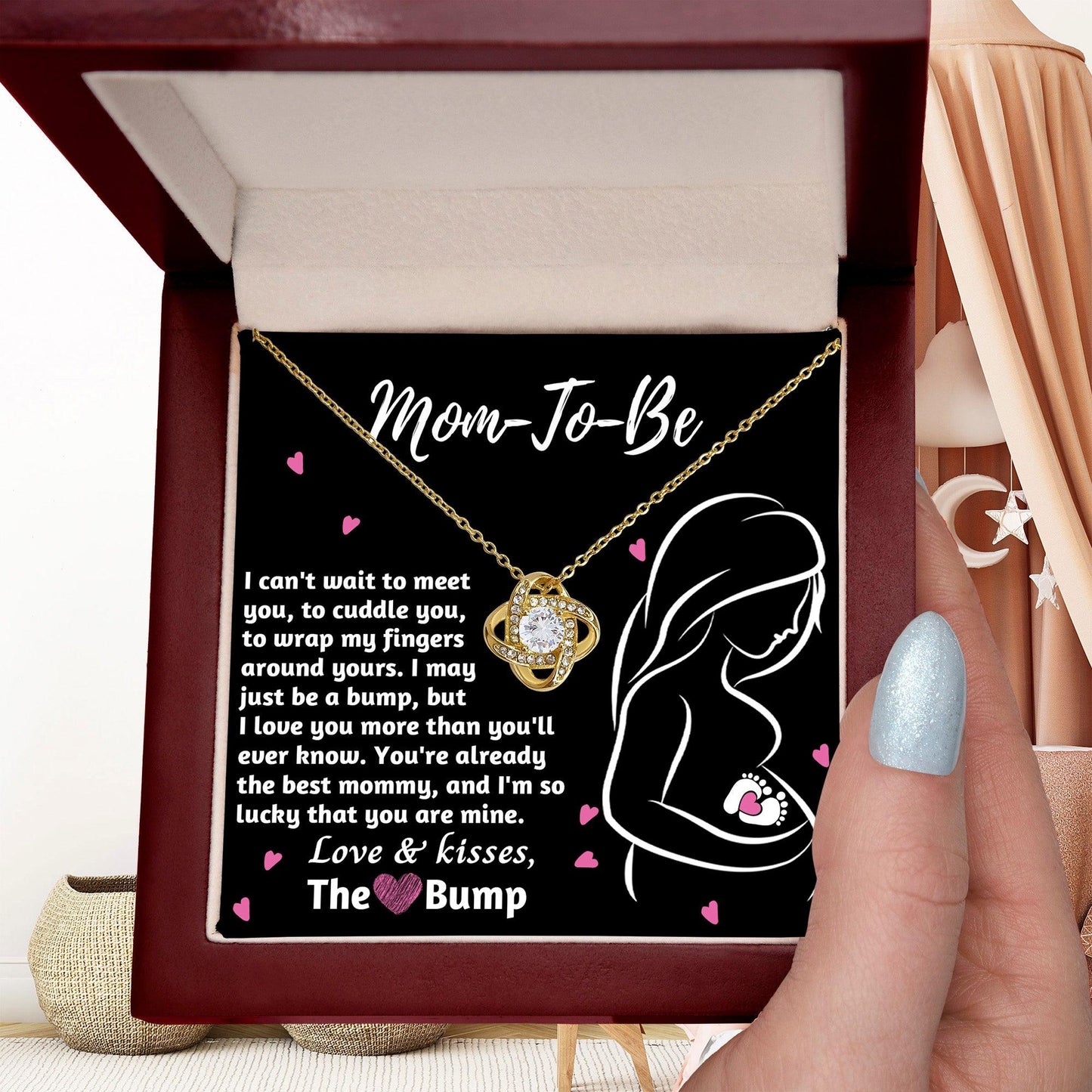 To My Mom to Be I Can't Wait to Meet You - Love Knot Necklace - Mallard Moon Gift Shop