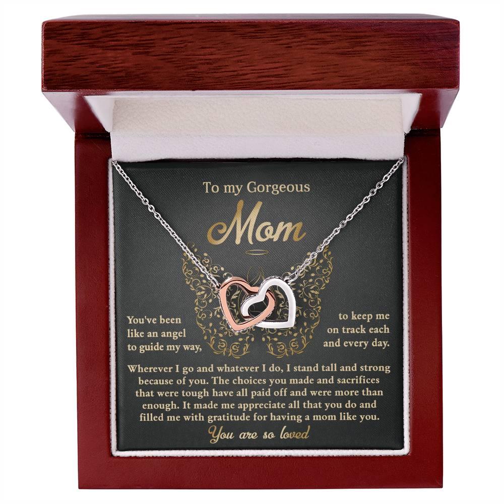 To My Mom You Are Like An Angel To Guide My Way Interlocking Hearts Necklace - Mallard Moon Gift Shop