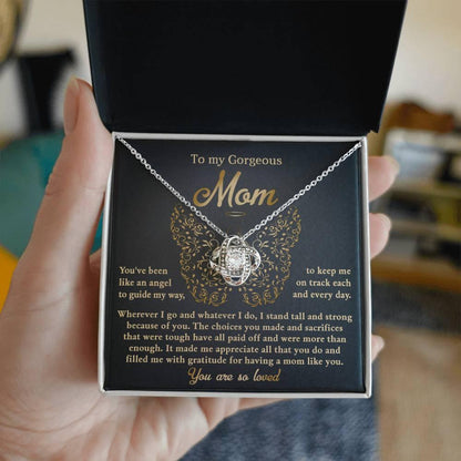 To My Mom You Are Like An Angel To Guide My Way Love Knot Necklace