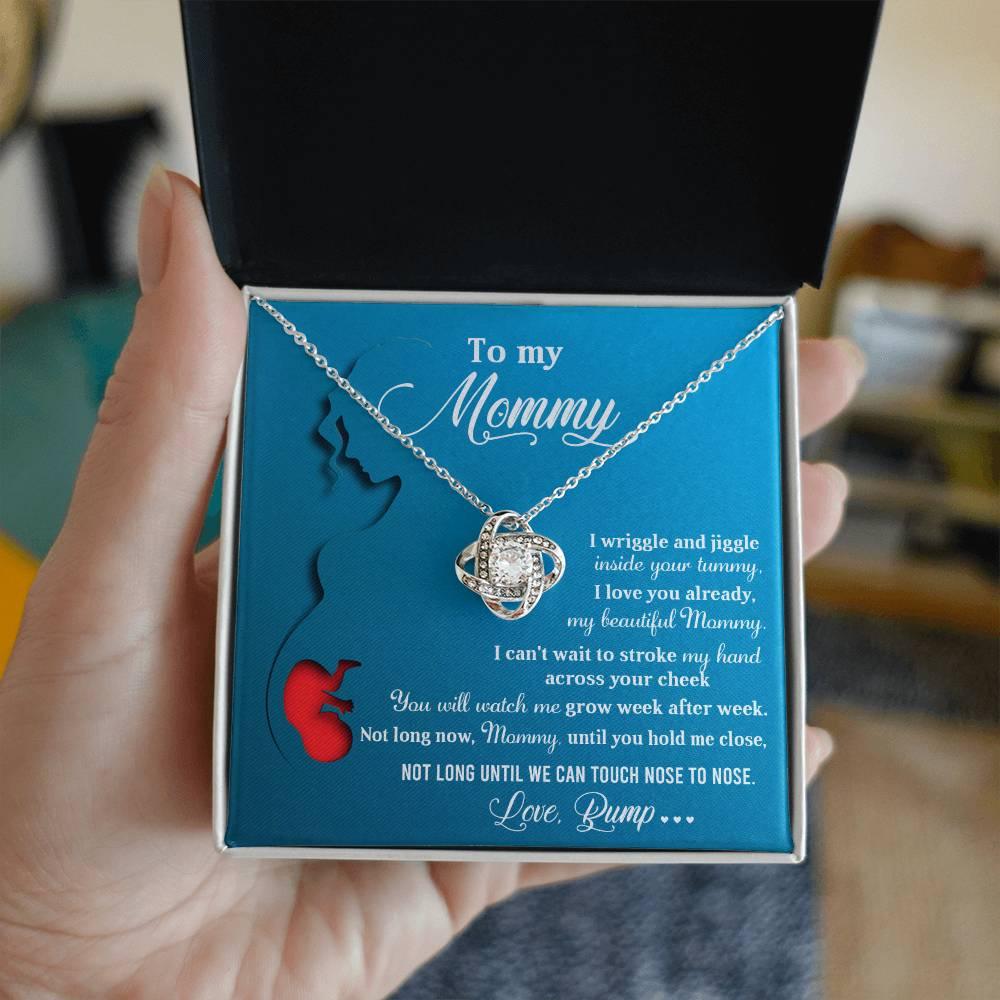 To My Mommy-to-Be Soon We Will Be Nose to Nose - Love Knot Necklace - Mallard Moon Gift Shop