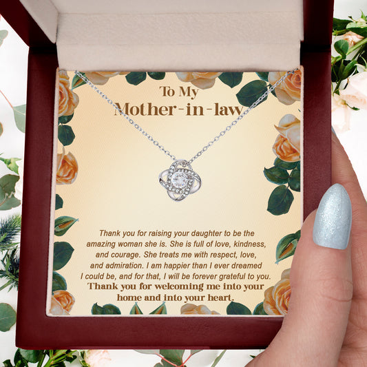 To My Mother-in-law-I am Forever Grateful for Raising an Amazing Woman Love Knot Necklace