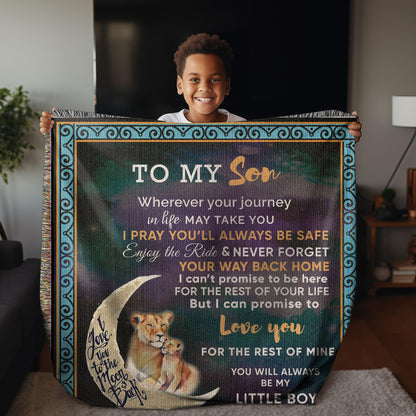 To My Son - Wherever your Journey May Take You, Enjoy the Ride Heirloom Woven Blanket - Mallard Moon Gift Shop