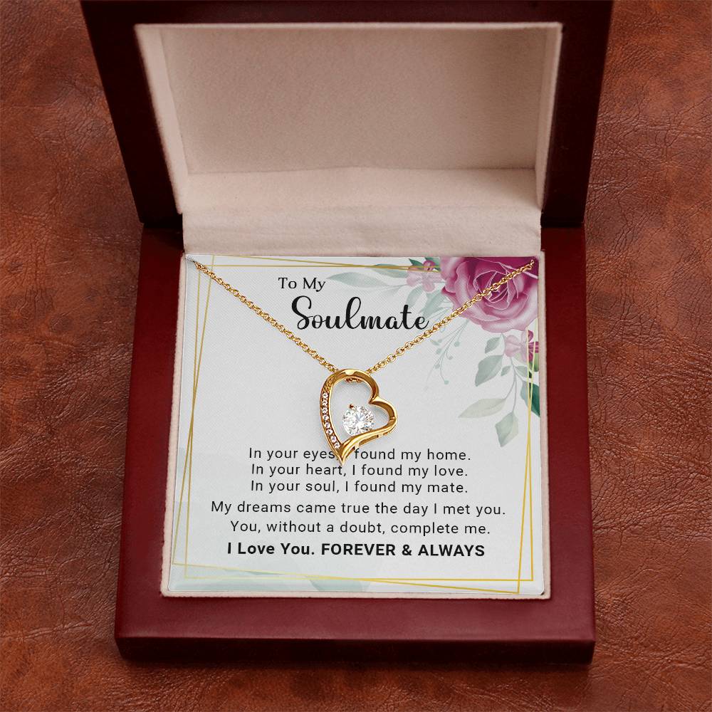 To My Soulmate You Complete Me Forever Love Pendant Necklace