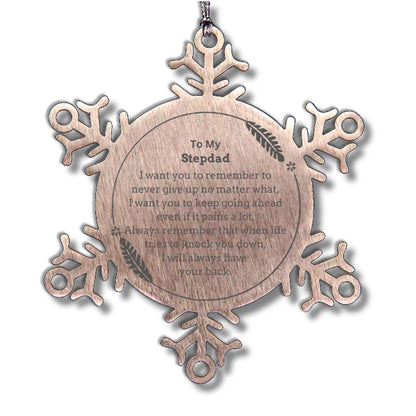 To My Stepdad Gifts, Never give up no matter what, Inspirational Stepdad Snowflake Ornament, Encouragement Birthday Christmas Unique Gifts For Stepdad - Mallard Moon Gift Shop
