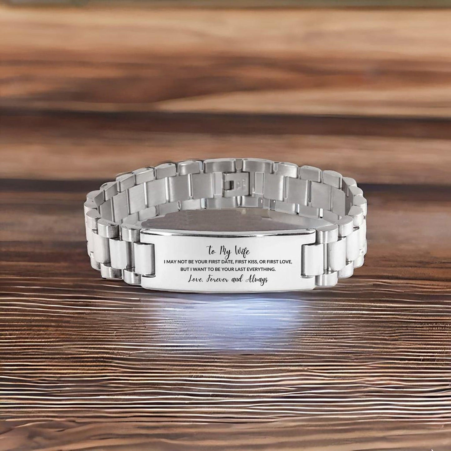 To My Wife I Want to Be Your Last Everything Engraved Ladder Stainless Steel Bracelet Romantic Valentine Gift - Mallard Moon Gift Shop