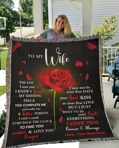 To My Wife - The Day I Met You I Found My Missing Piece Heirloom Woven Blanket - Mallard Moon Gift Shop
