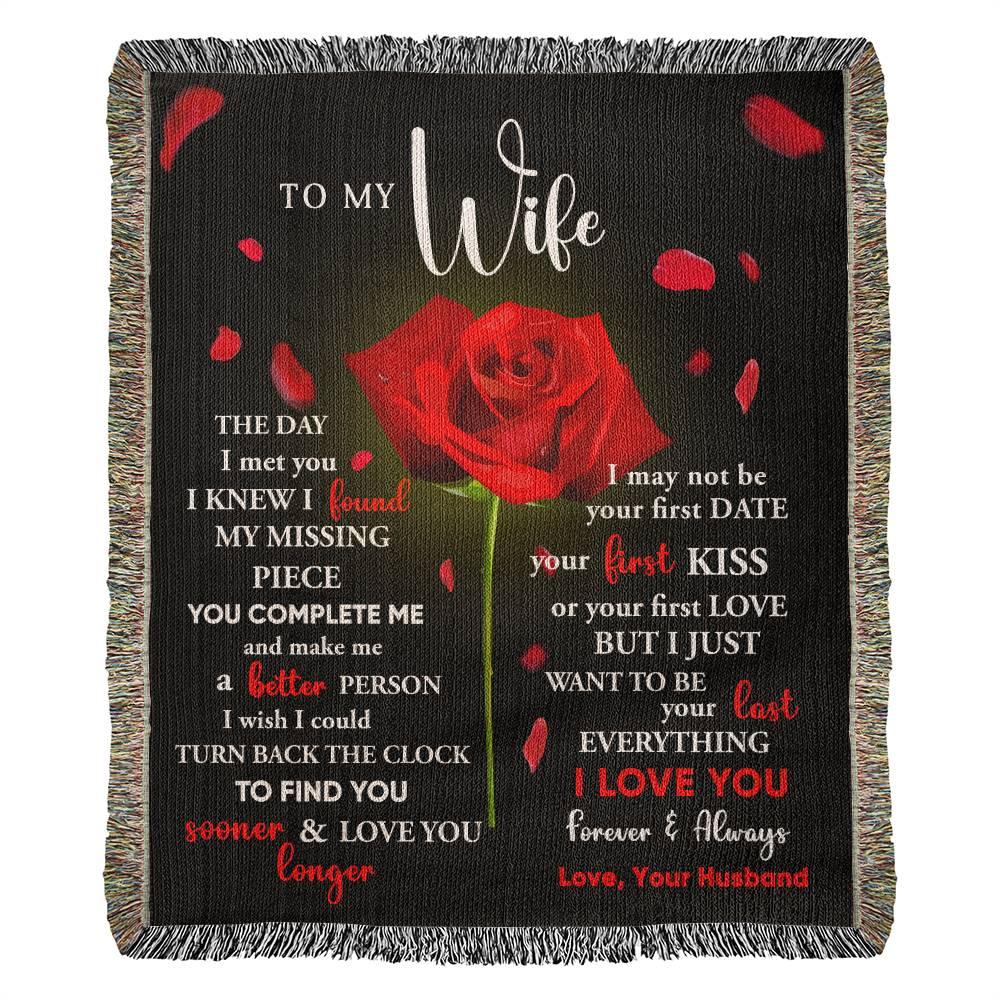 To My Wife - The Day I Met You I Found My Missing Piece Heirloom Woven Blanket - Mallard Moon Gift Shop