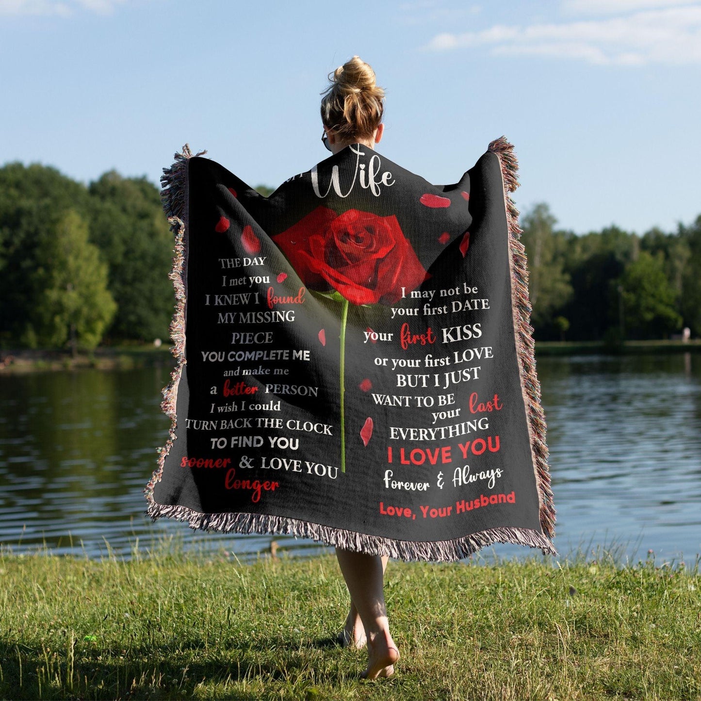 To My Wife - The Day I Met You I Found My Missing Piece Heirloom Woven Blanket - Mallard Moon Gift Shop