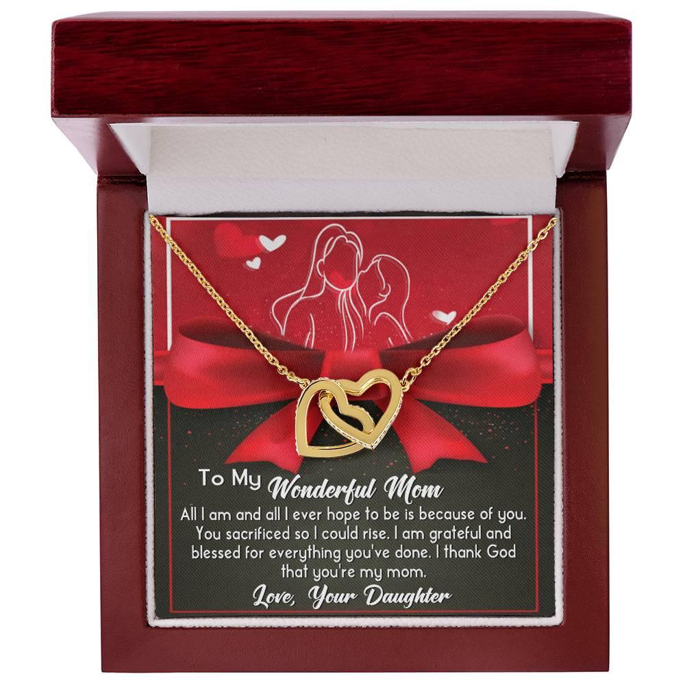 To My Wonderful Mom - Because Of You I Am All I Could Ever Be Interlocking Hearts Necklace - Mallard Moon Gift Shop