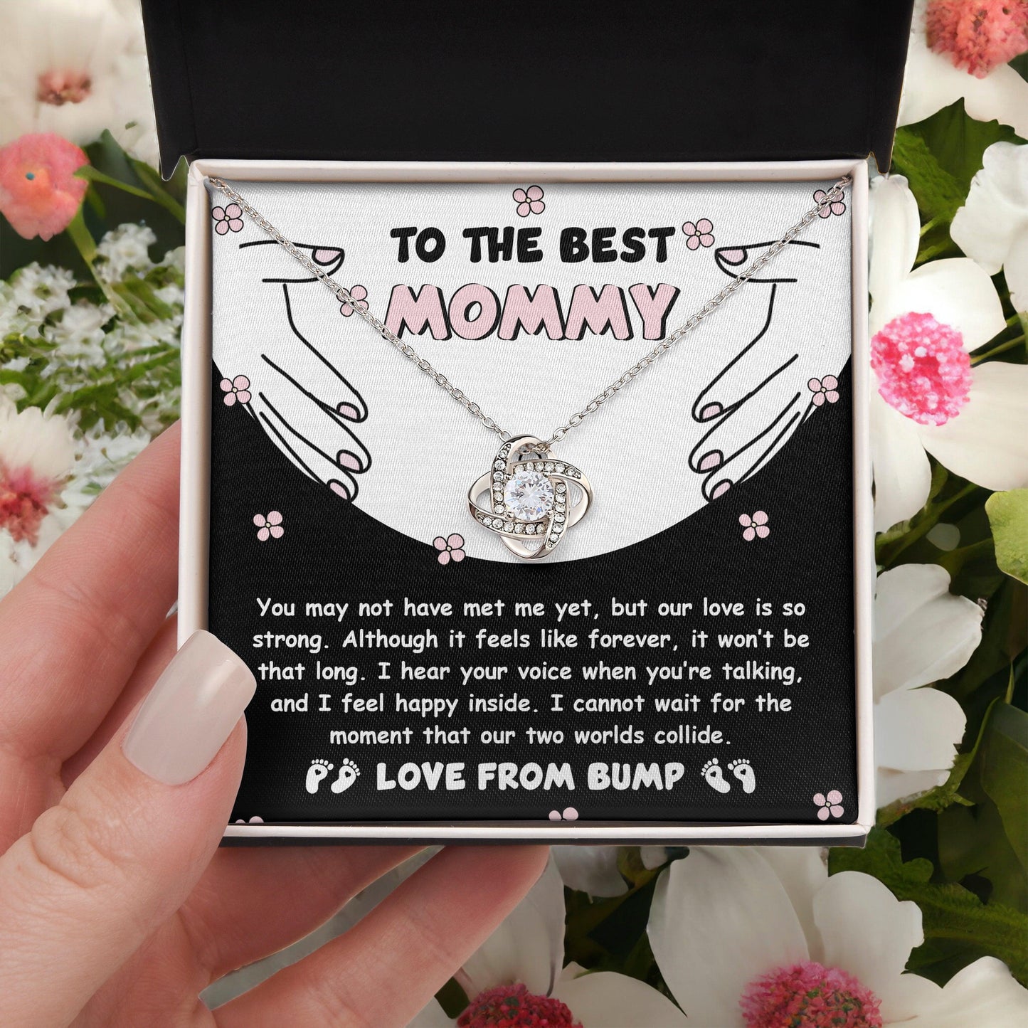 To the Best Mommy To Be Our Love Is Strong - Love Knot Necklace - Mallard Moon Gift Shop