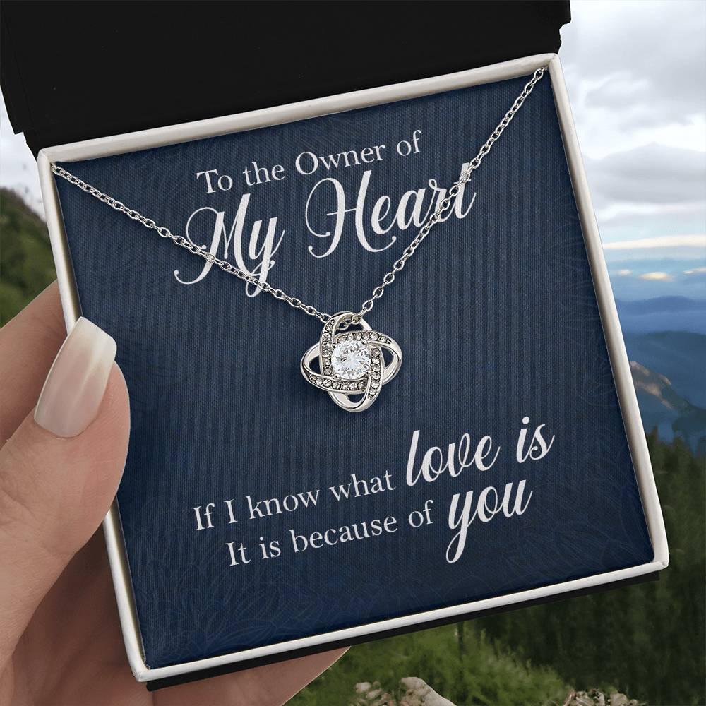 To the Owner of My Heart Love Knot Necklace with Message Card - Mallard Moon Gift Shop
