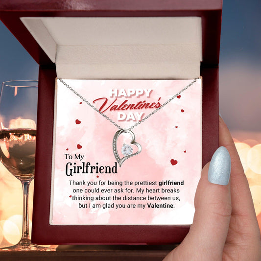 To The Prettiest Girlfriend Happy Valentine's Day Forever Love Pendant Necklace - Mallard Moon Gift Shop