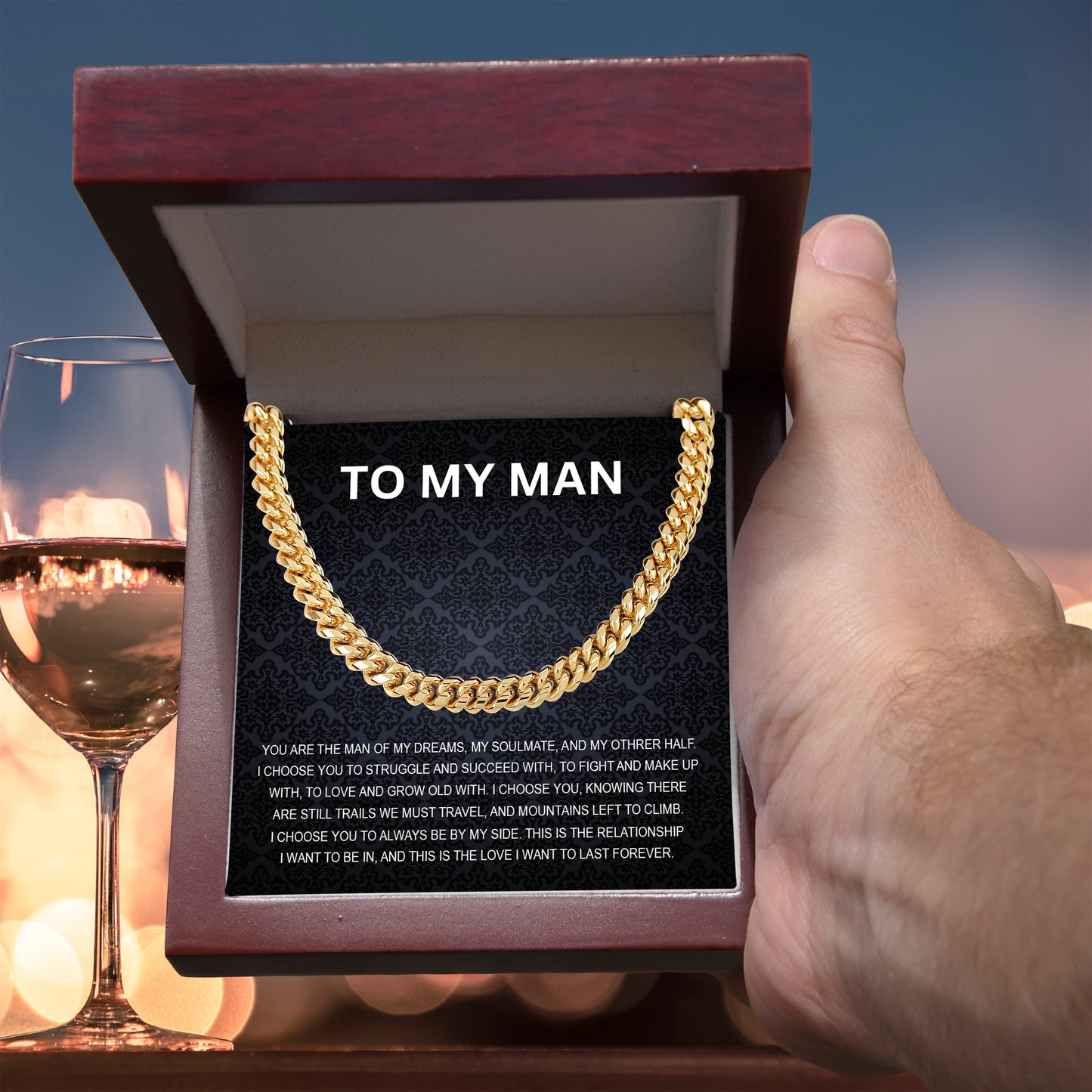 To My Man - My Soulmate - Personalized Cuban Chain Link Necklace