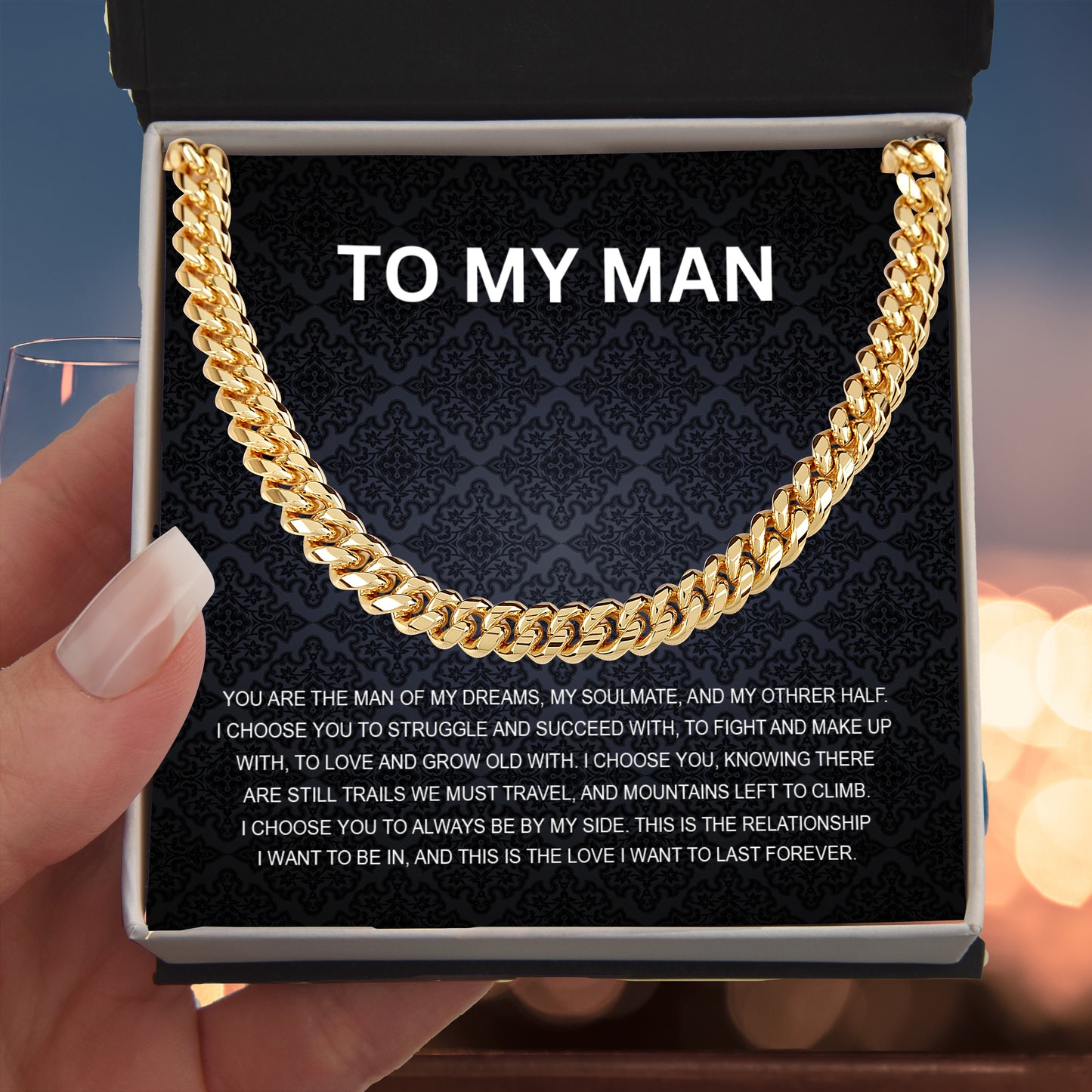 To My Man - My Soulmate - Personalized Cuban Chain Link Necklace