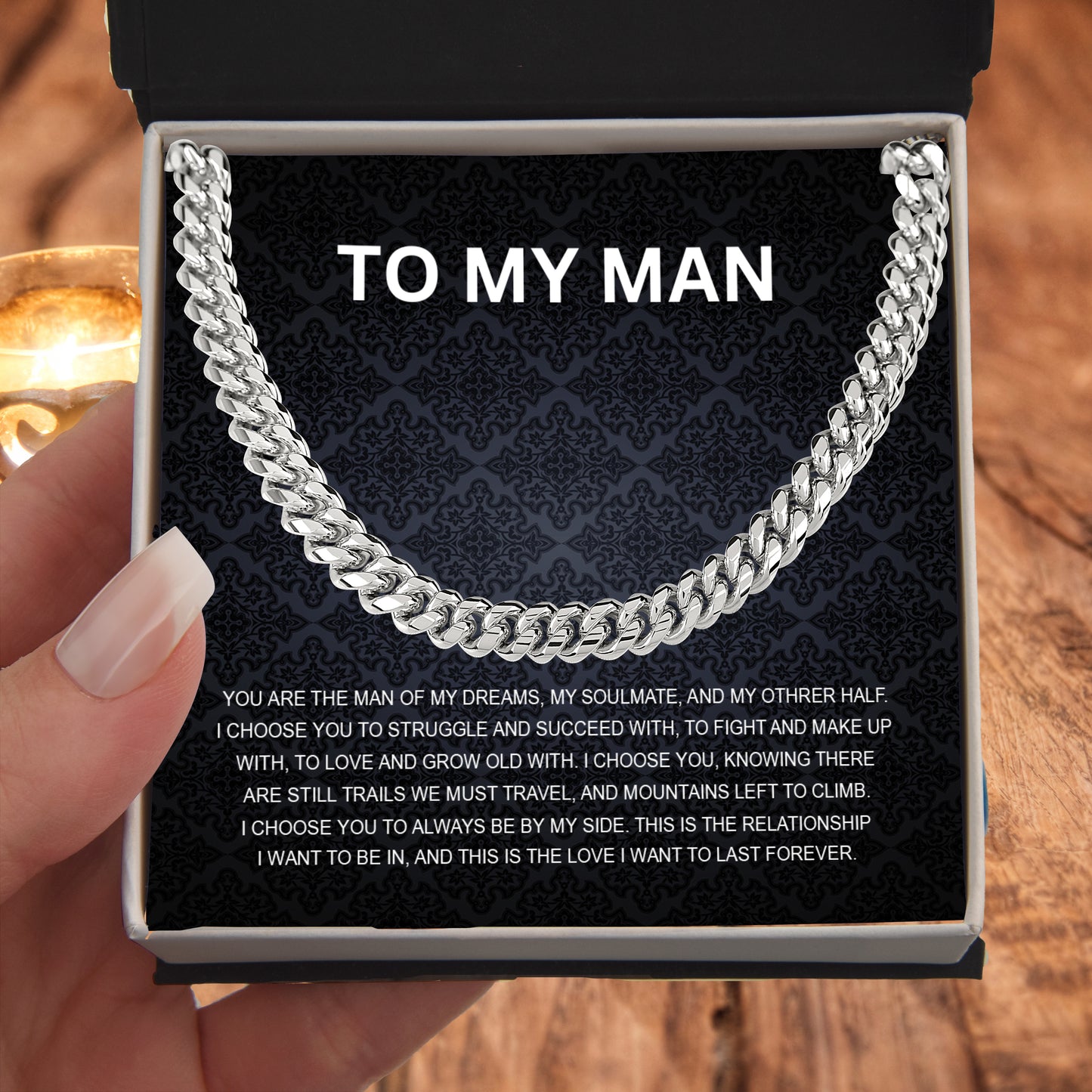 To My Man - My Soulmate - Personalized Cuban Chain Link Necklace