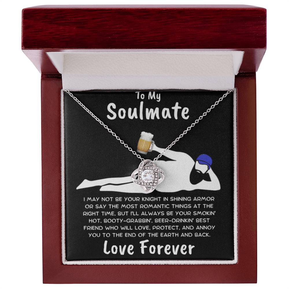 To My Soulmate Dazzling Love Knot Necklace with Message Card and Gift Box
